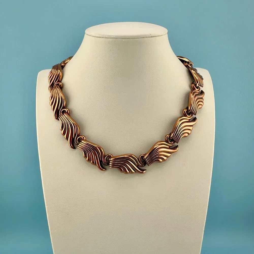 Vintage Renoir Necklace Copper Wing Shaped Links Adjustable 14